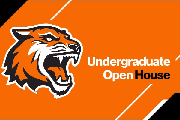 RIT's roaring tiger spirit mark next to the words Undergraduate Open House.