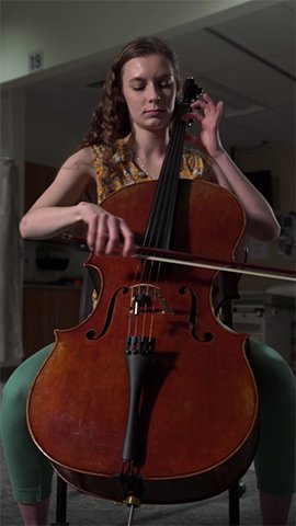 Becky Jasen playing the cello.
