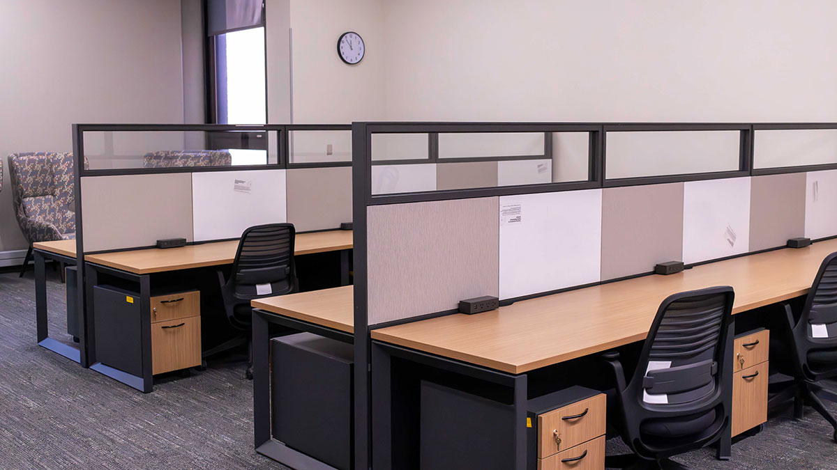 meeting space with several workstations.