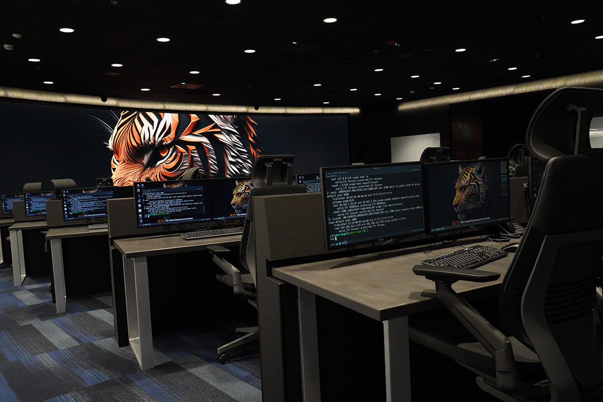 Computer with a tiger background