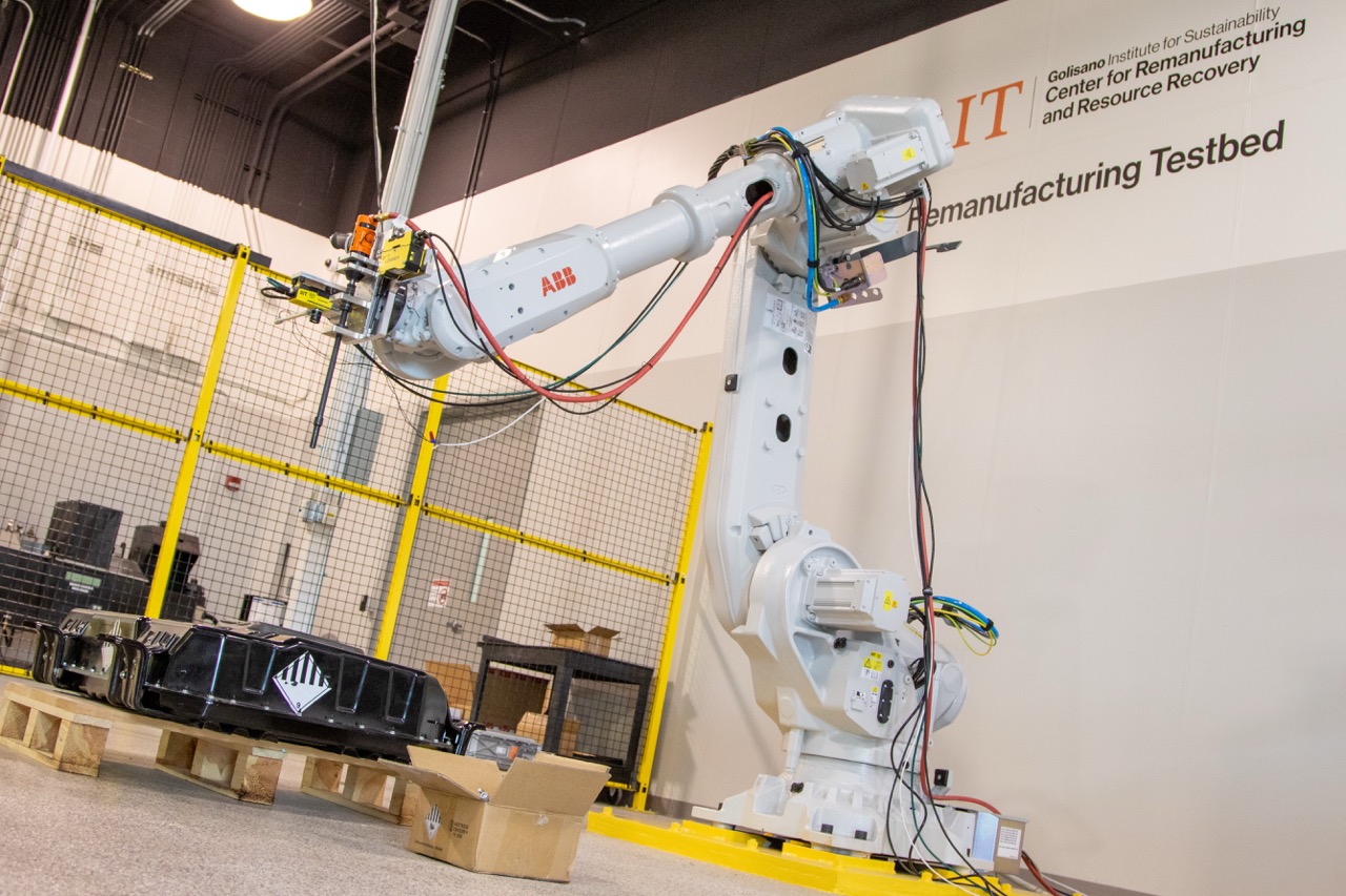 ABB large cobot working on EV battery disassembly