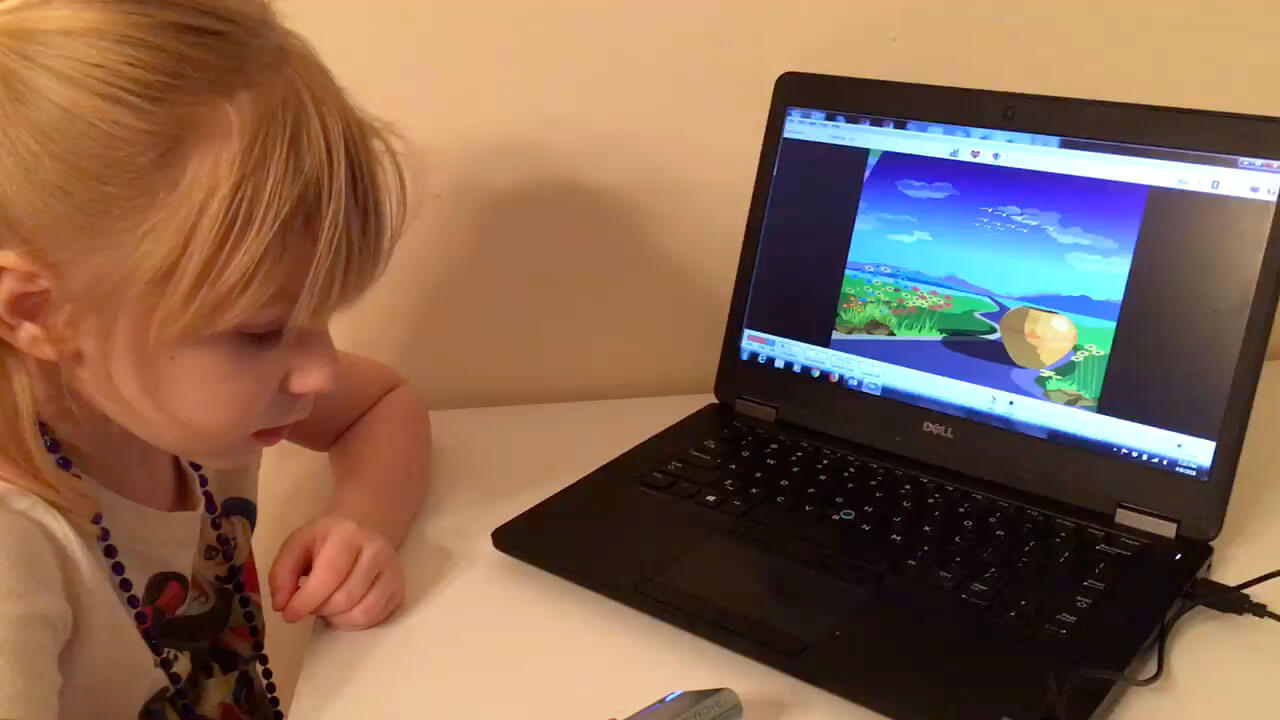 Biofeedback testing on computer with young child.