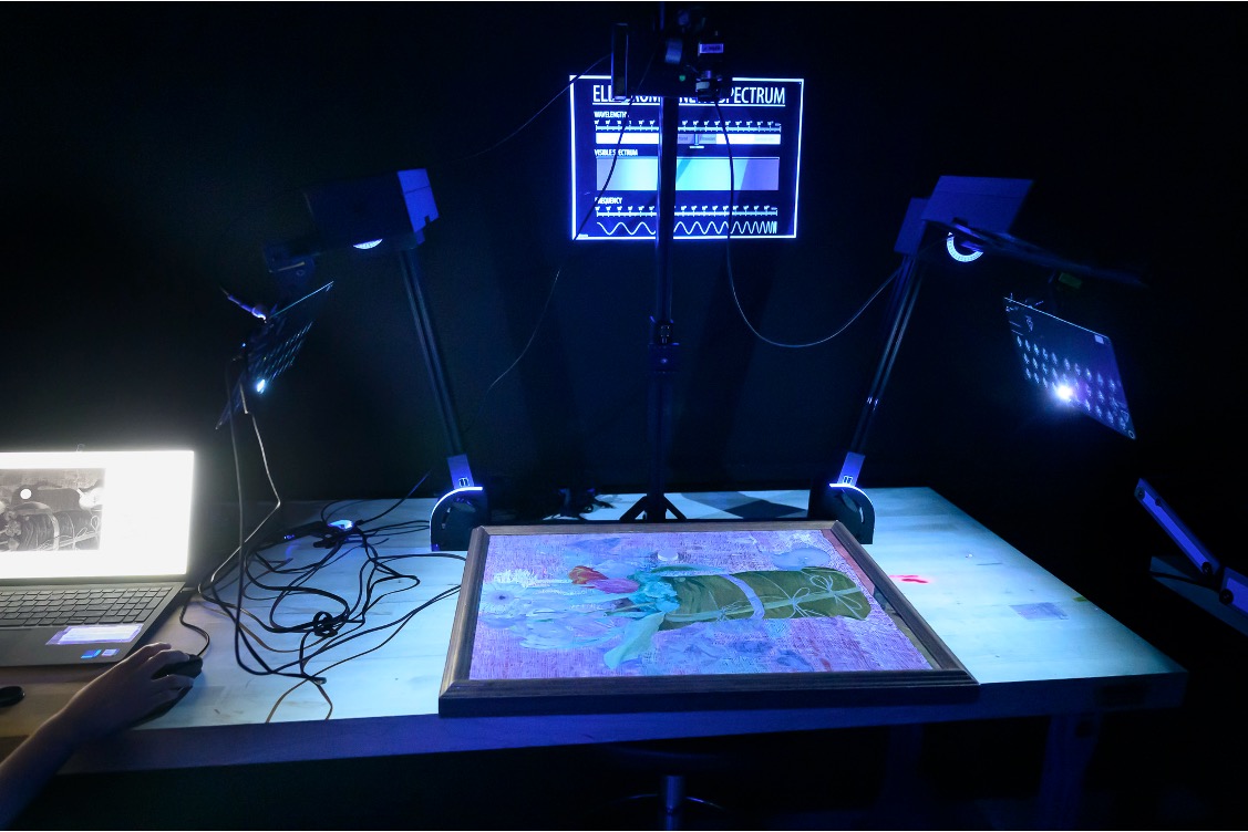 Imaging lab equipment used to examine artwork