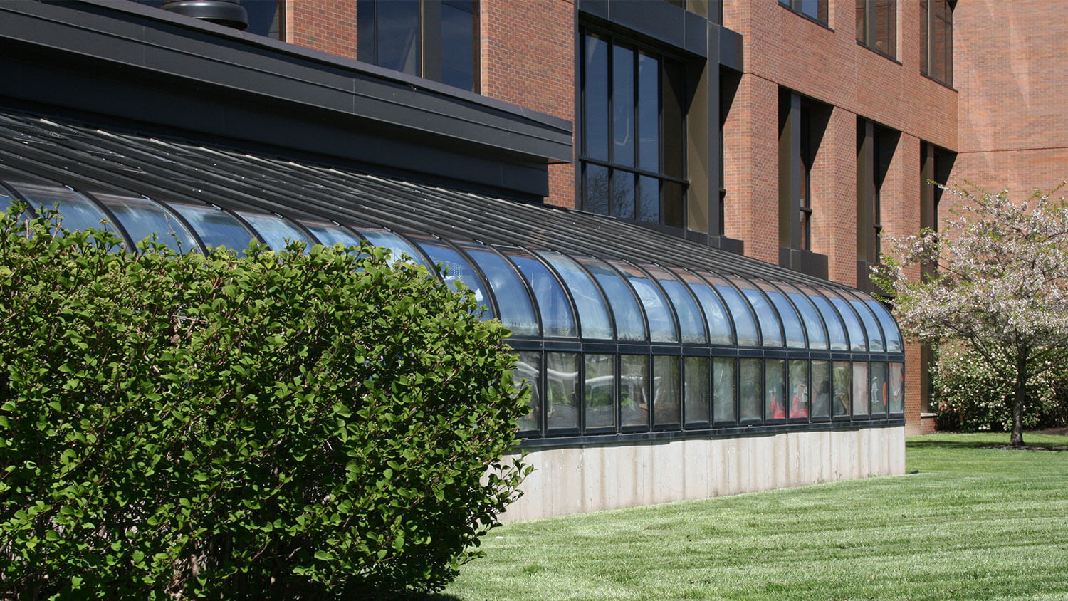 Greenhouse exterior in Thomas H. Gosnell Hall.