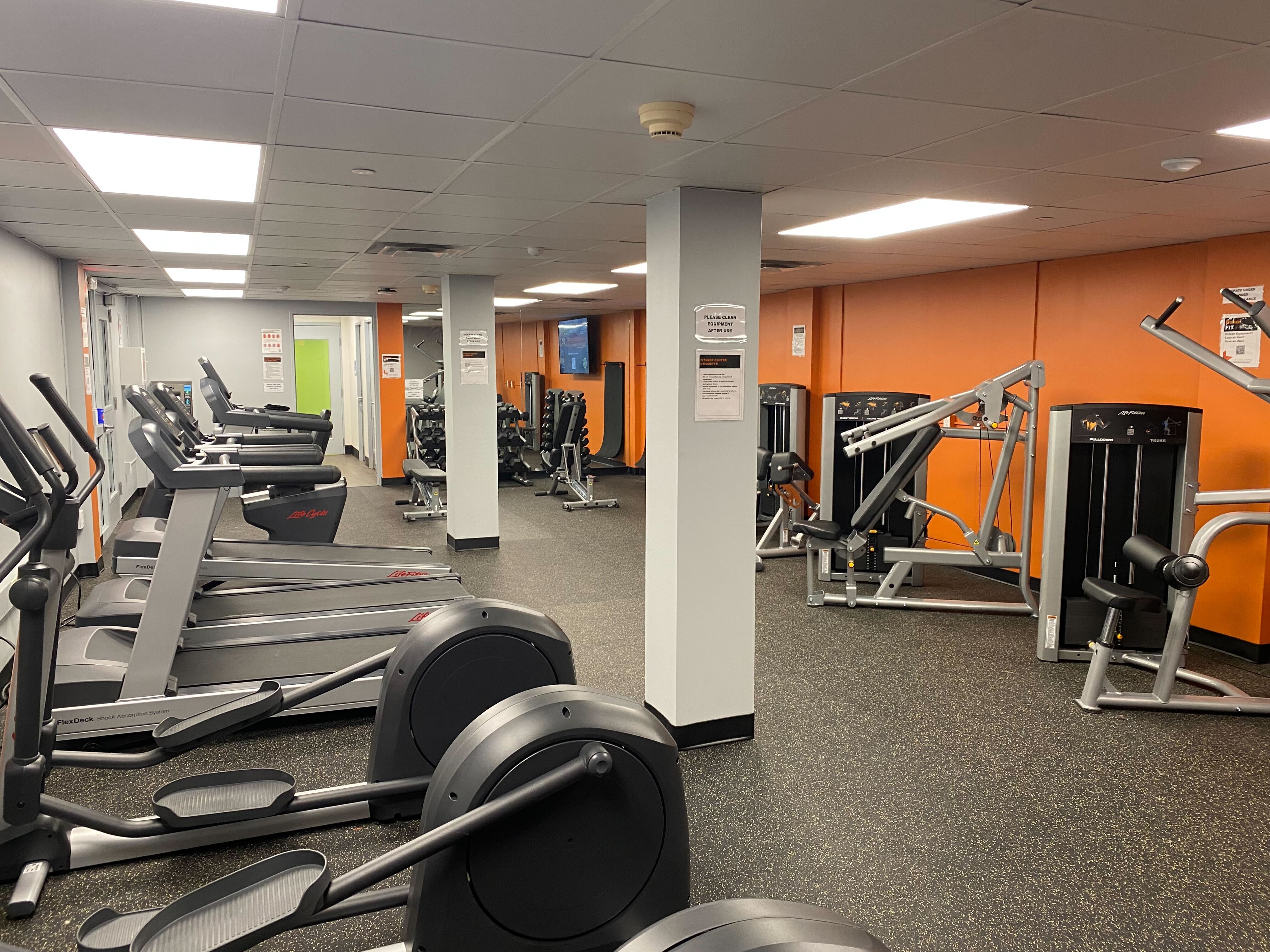 Cardio equipment, weight lifting equipment, and free weights