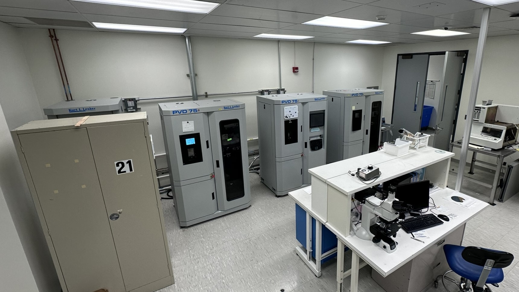 Overhead View of the Physical Vapor Deposition lab equipment
