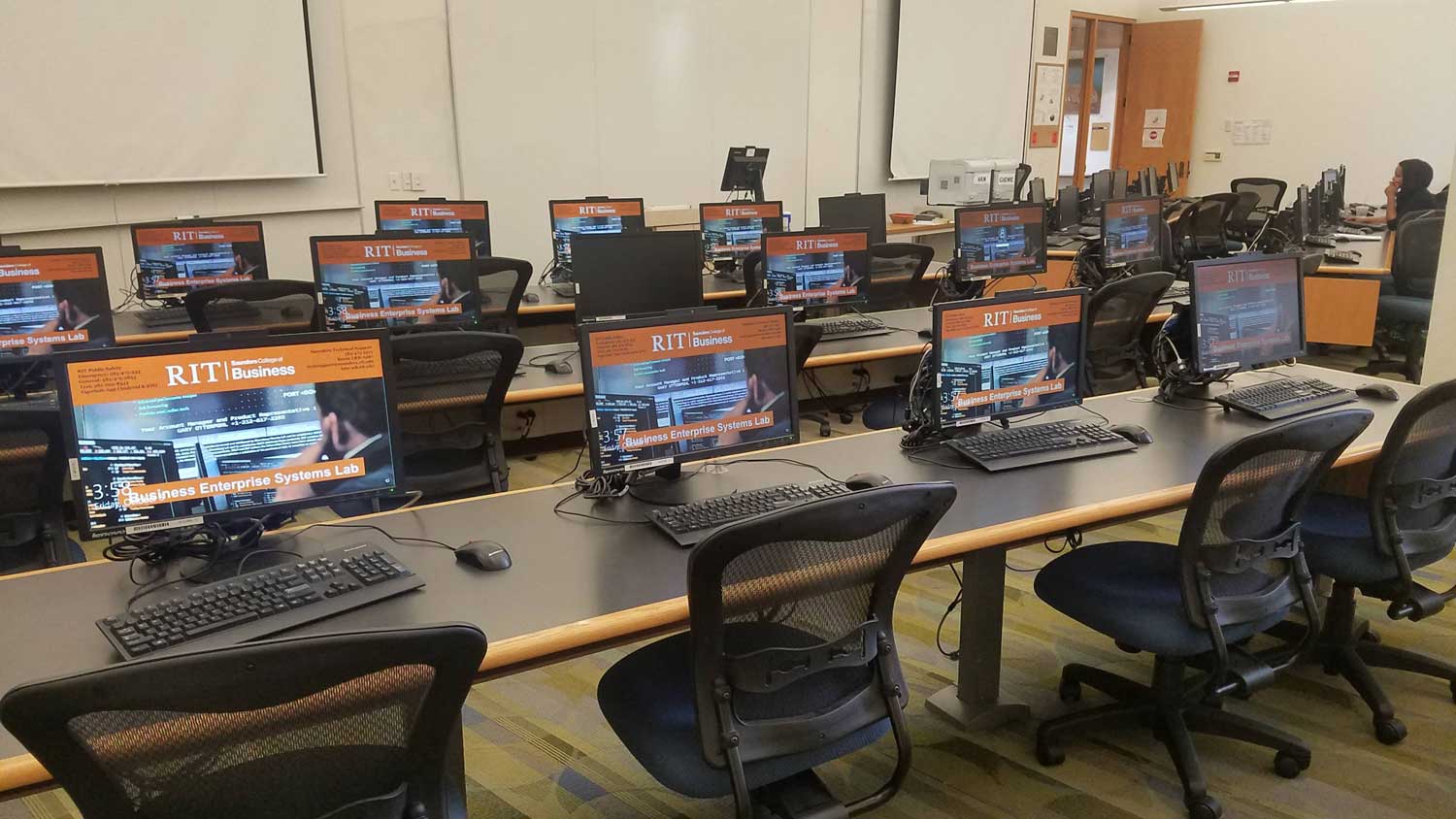Computer lab with RIT screen savers