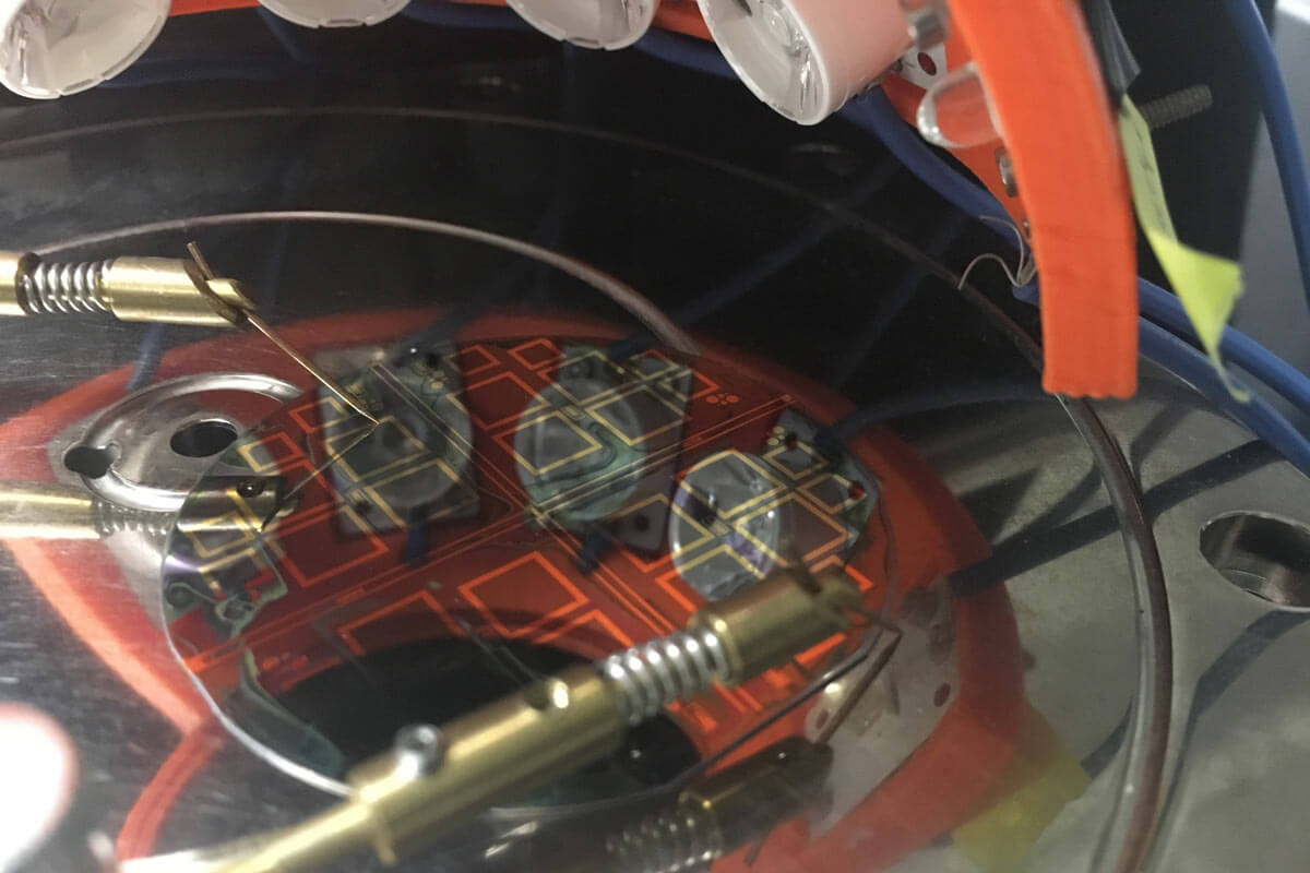 a closeup of a semiconductor device.
