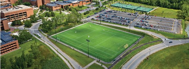Aerial view of the turf field.