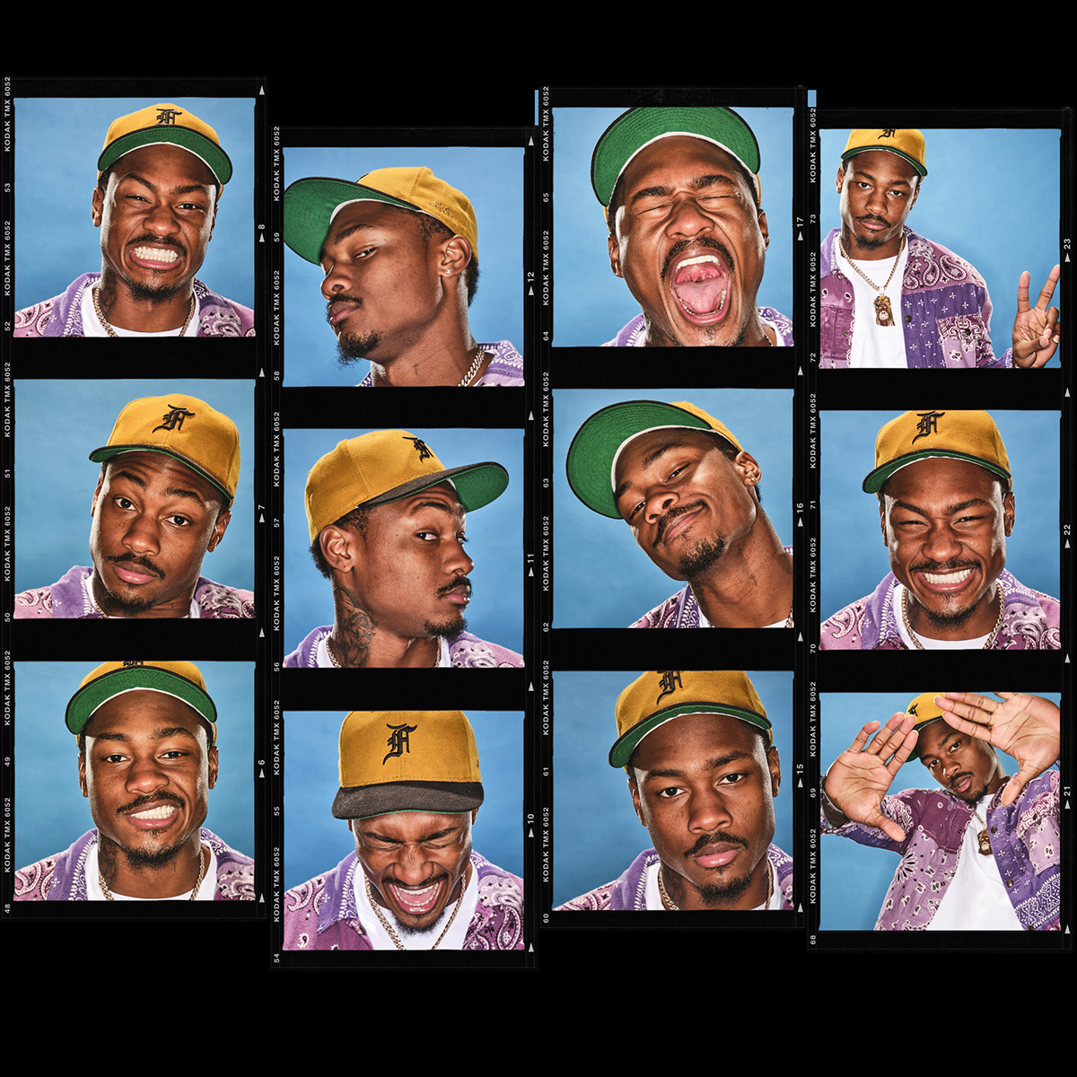 A collage of portraits of Stefon Diggs, in a Brady Bunch-like grid.