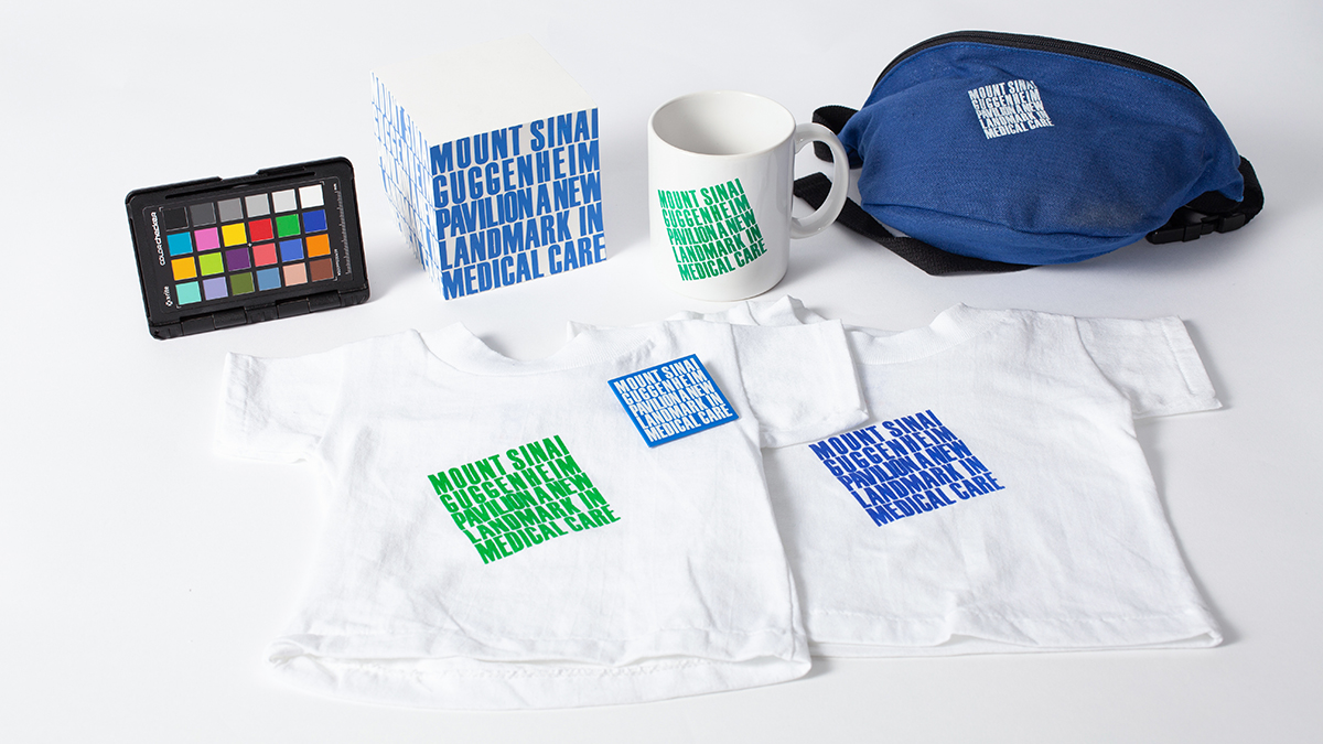 Vignelli-designed shirts, mug and bag Brookstone shopping bags for the Vignelli digital image archive.