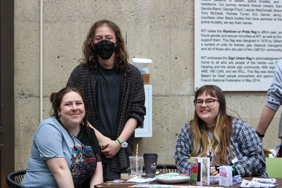 a group of students at zine fest