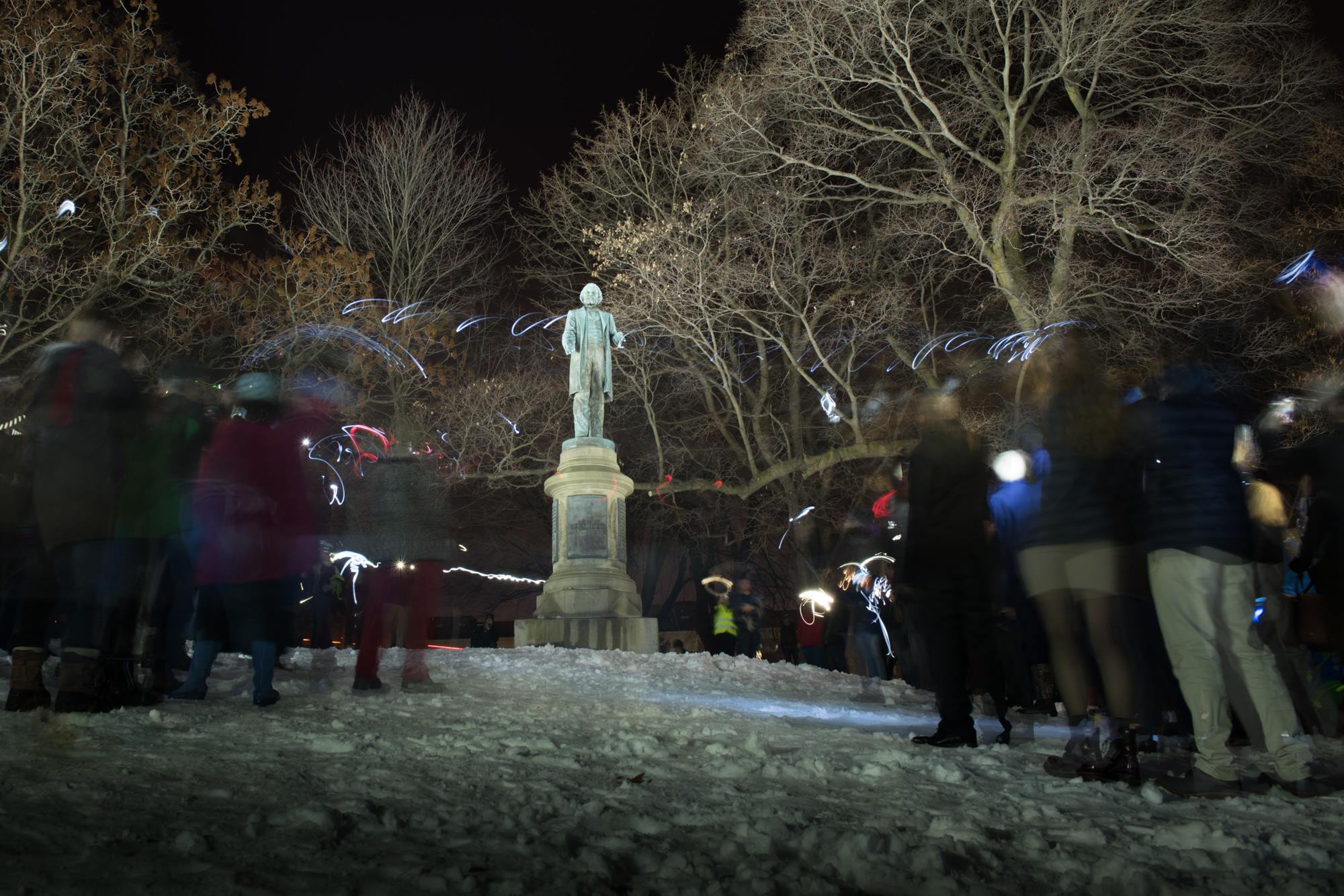 Frederick Douglass statue was subject of community "painting with light" photo