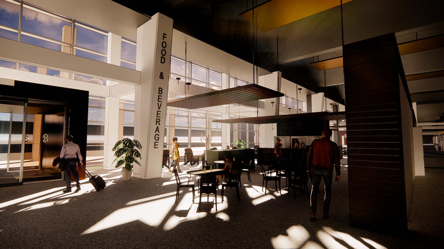 Rendering of a new pre-security lounge at the Syracuse airport.