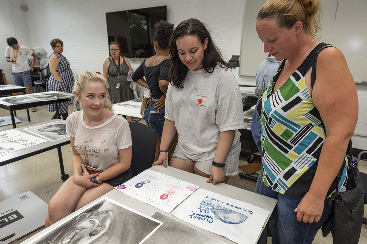 An exhibition of student work completed during the two-week workshop