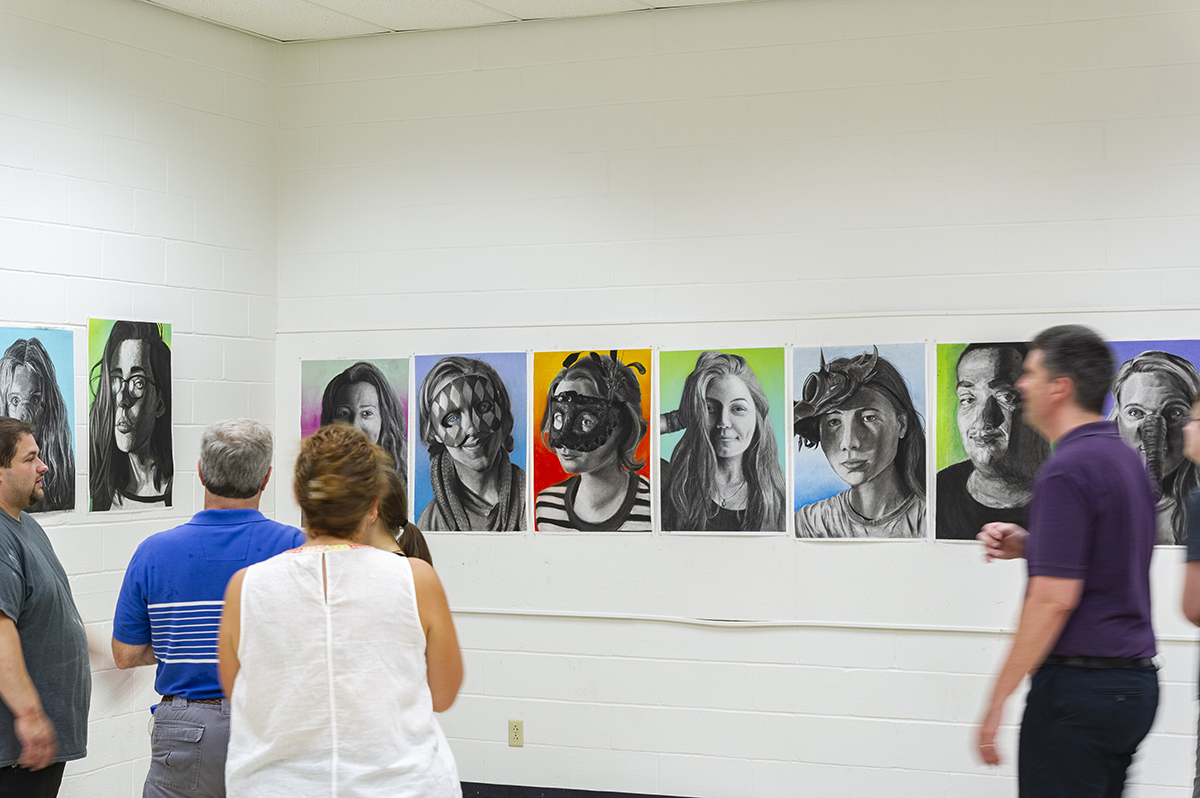 a display of self-portraits