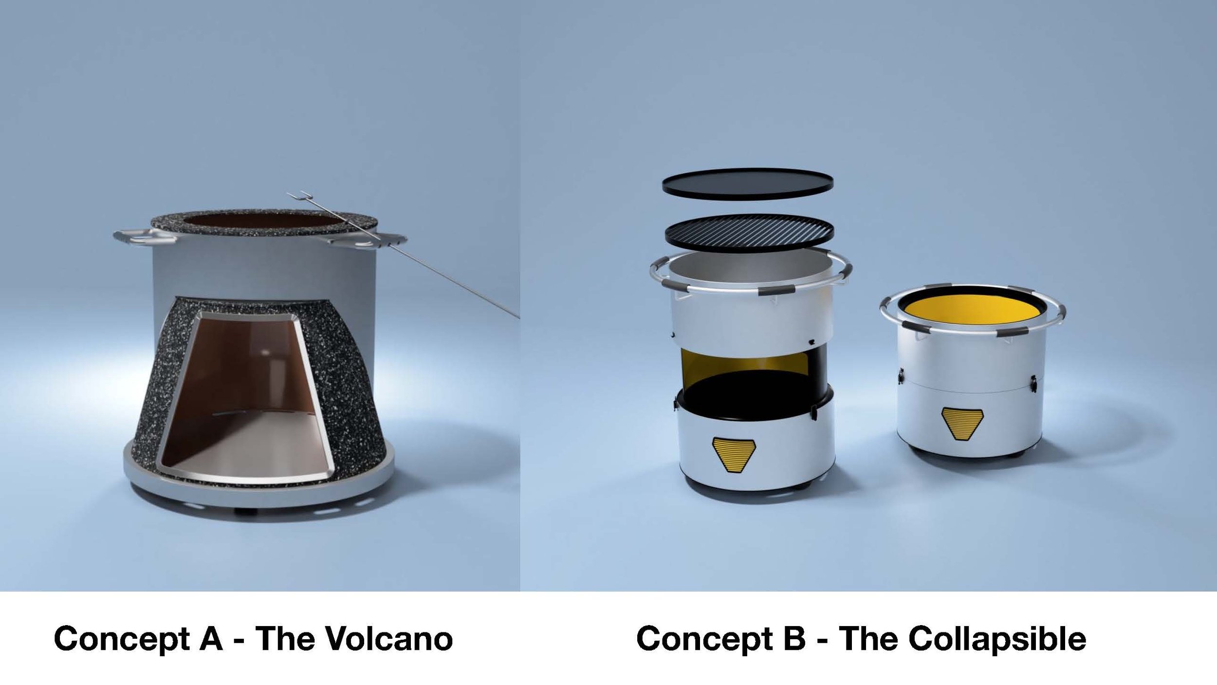 CAD renderings of stoves.