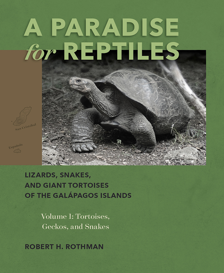 the cover for the book A Paradise for Reptiles is displayed. The cover is green with a photo of a tortoise on it.