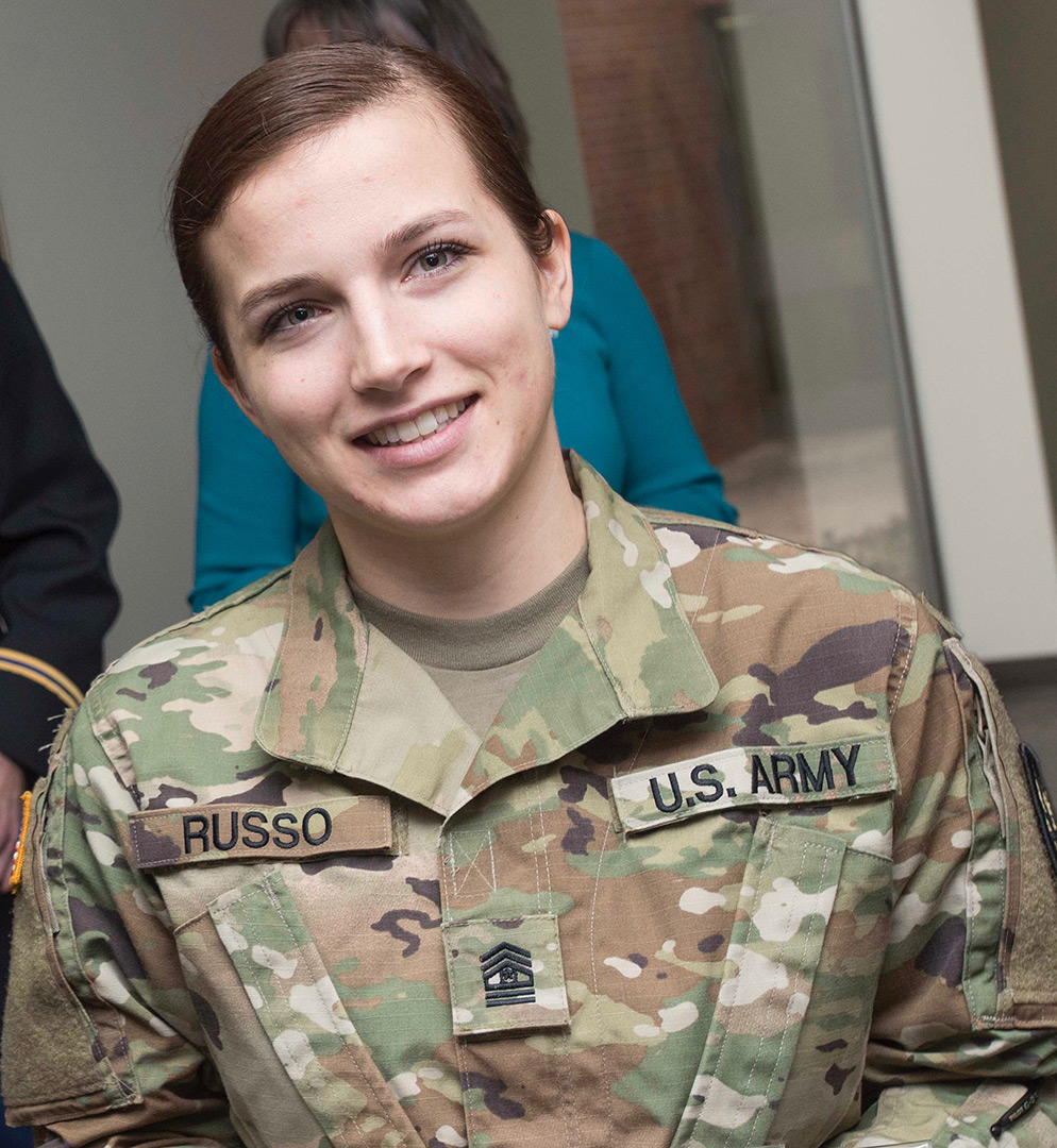 Female ROTC cadet wearing Army uniform