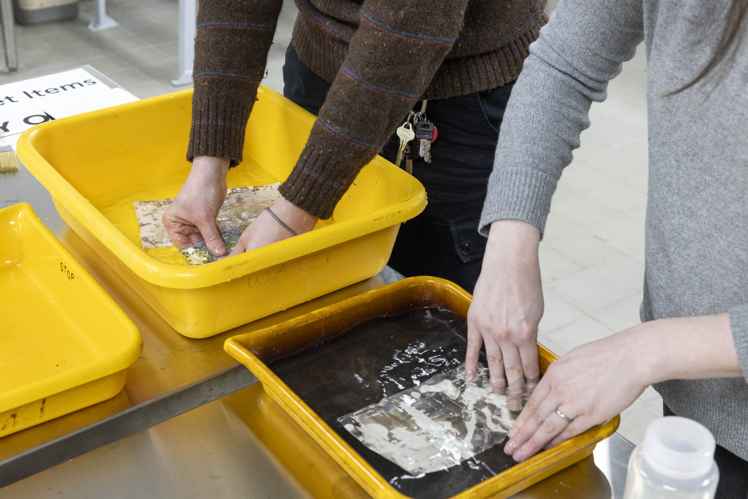 Students use chemistry to make photo prints.