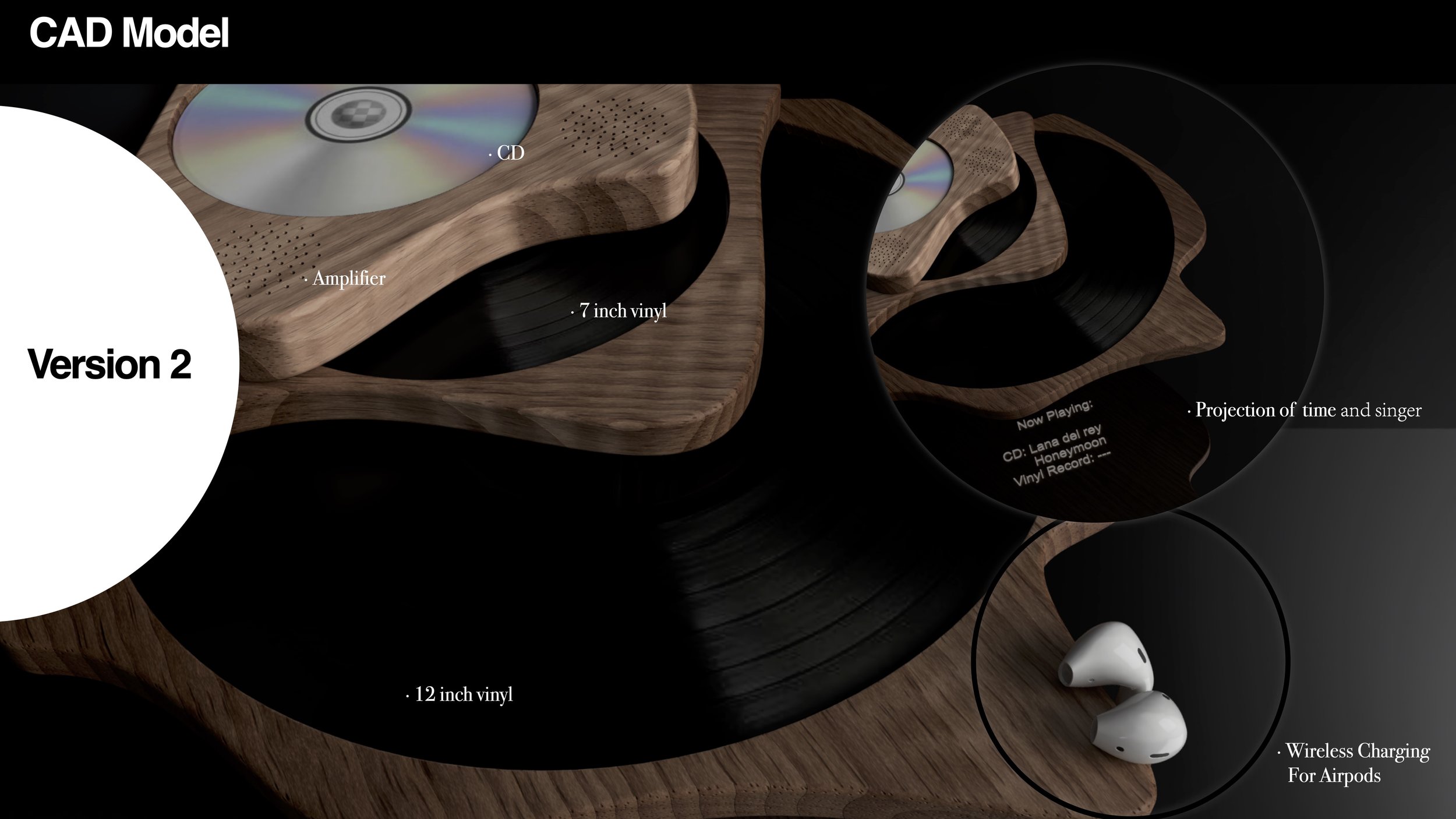 A CAD model of a record player.