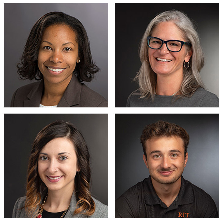 The auxillary marketing team is shown in headshots.