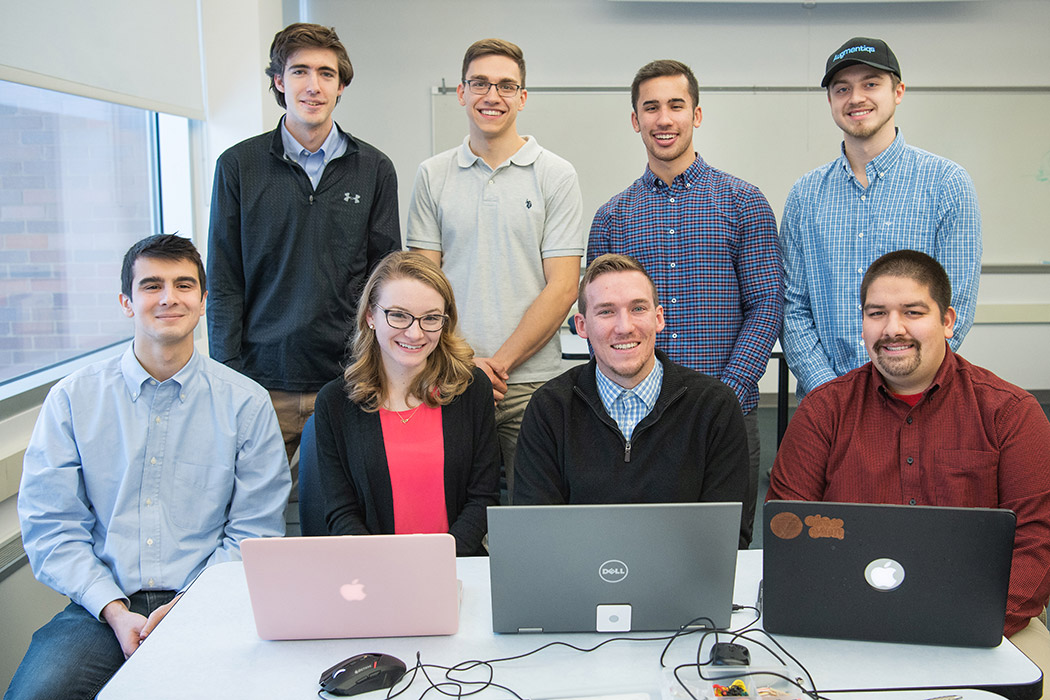 group of eight student researchers.