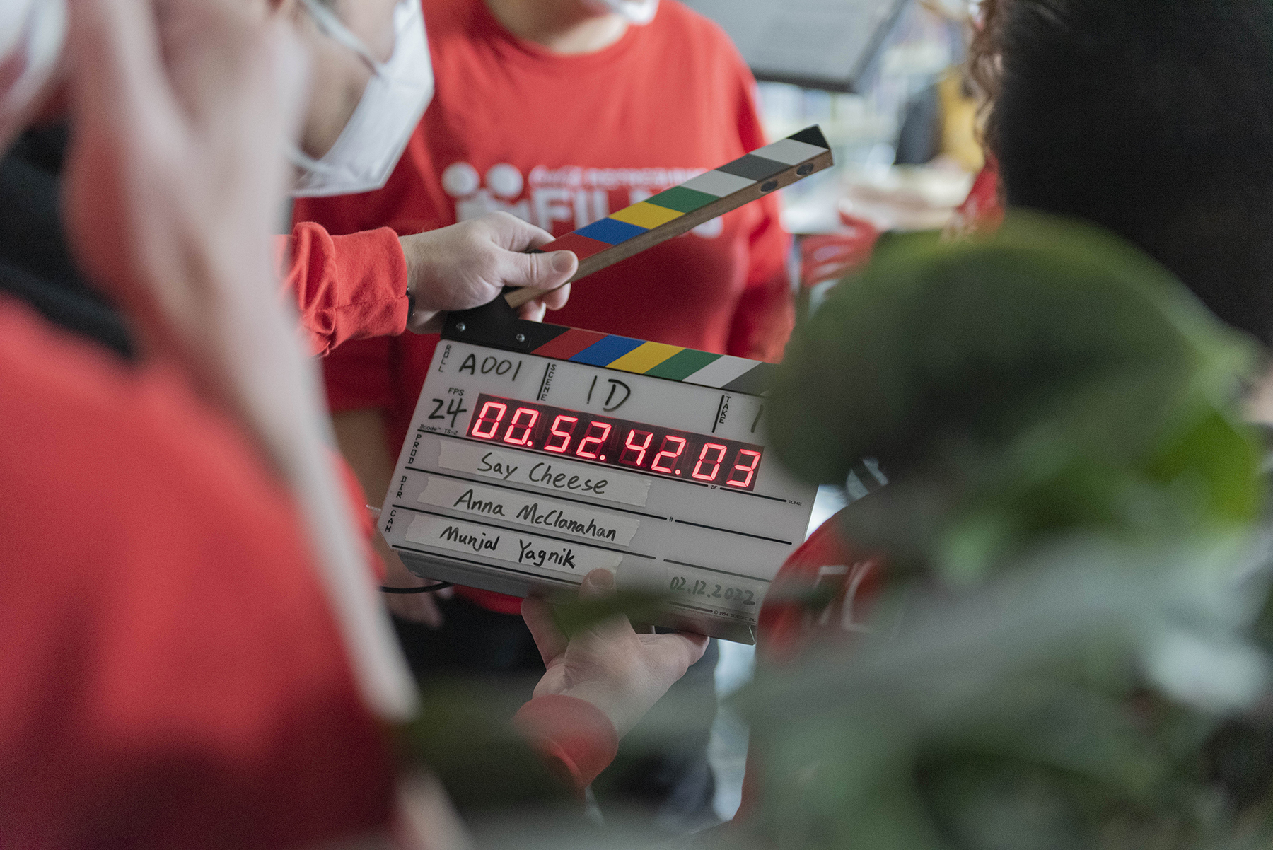 A clap board for Say Cheese.