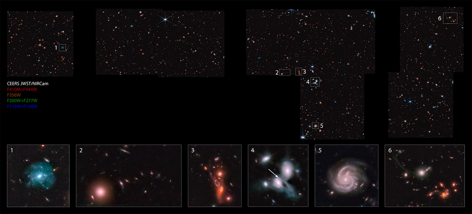 image of objects in space with insets showing more details.