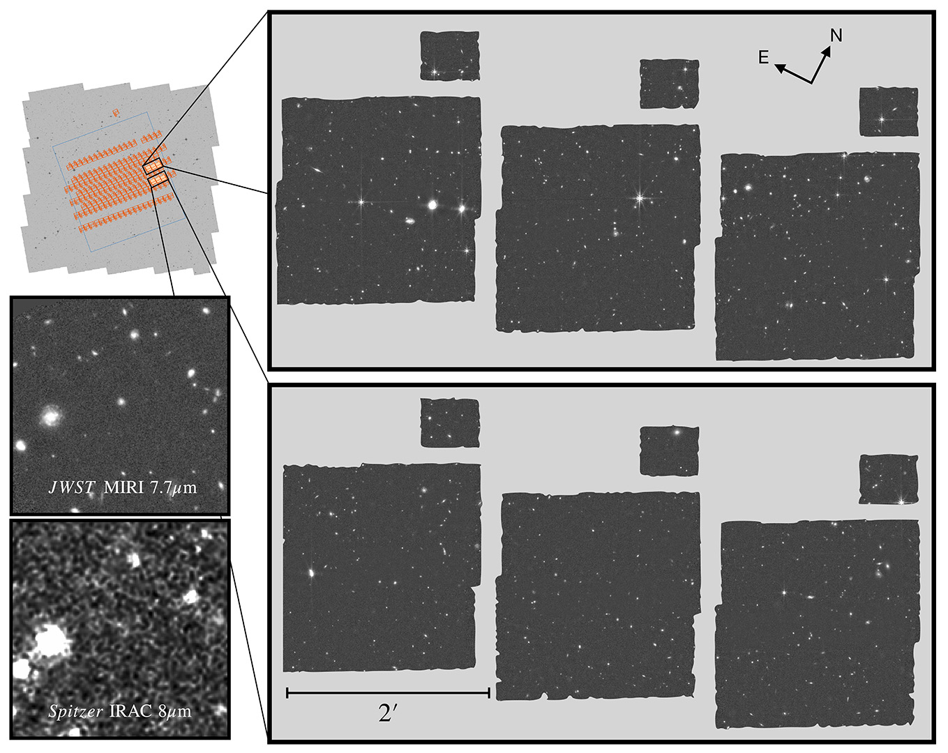 six images of sections of space.