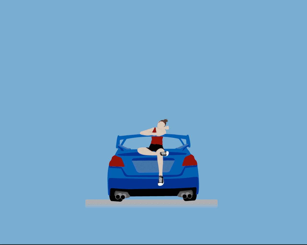 A GIF of a woman and a car.