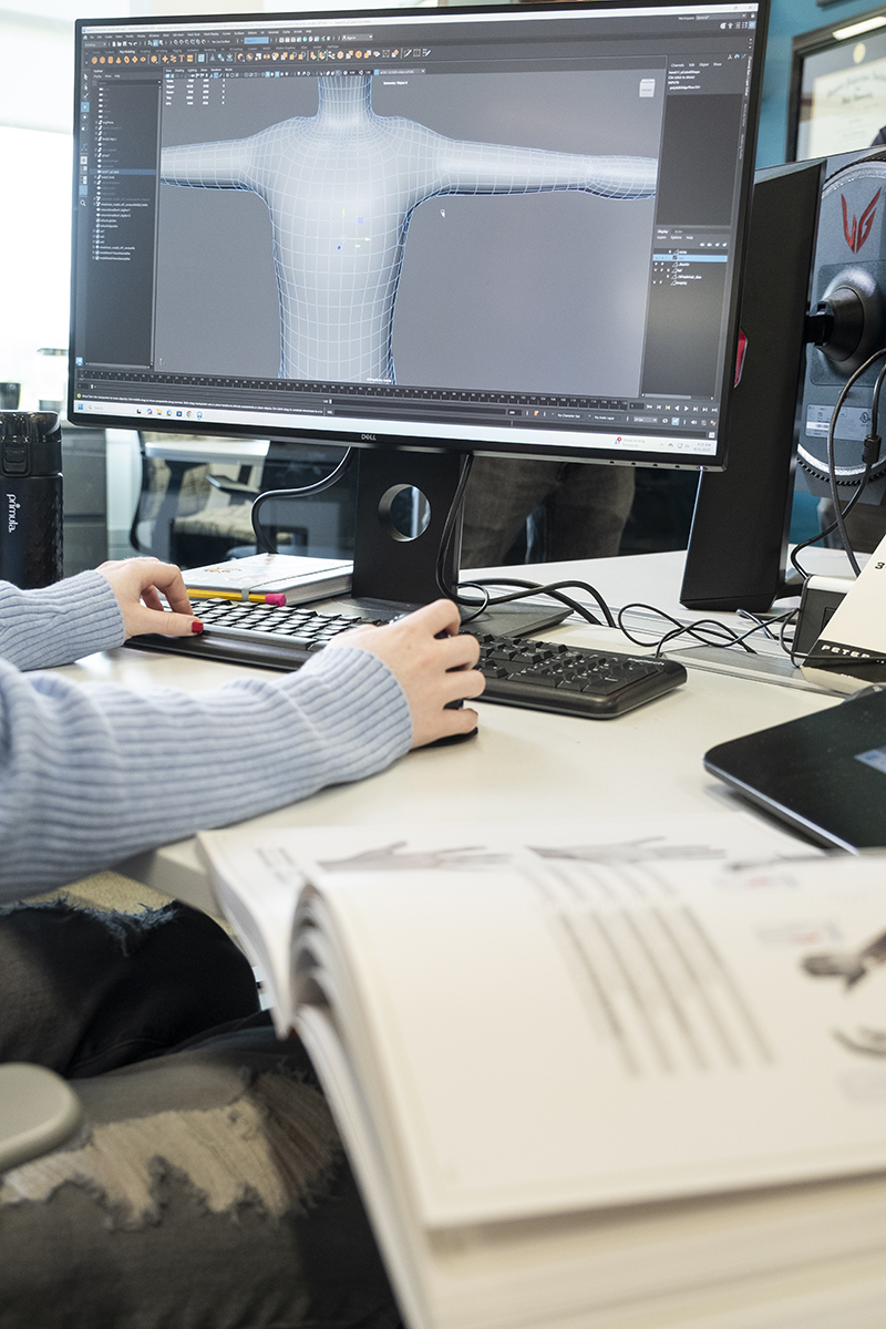 A character rig on a computer screen.