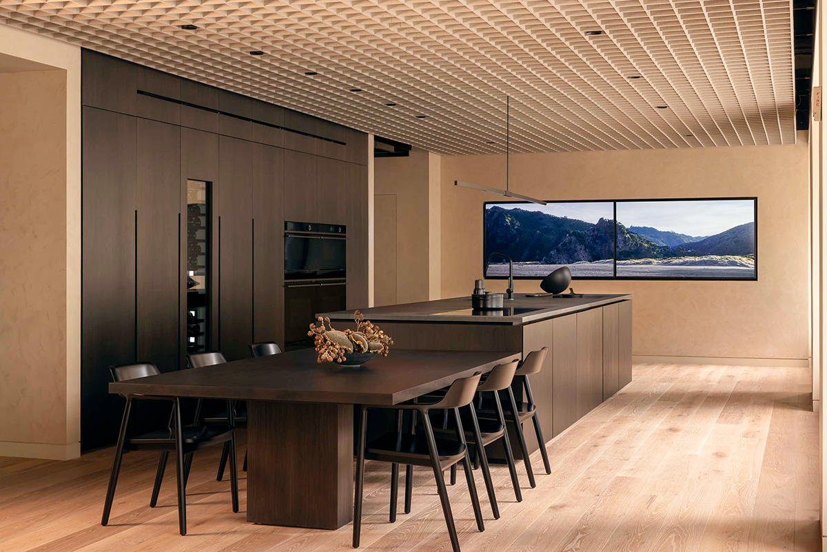 Kitchen furniture in an open space.