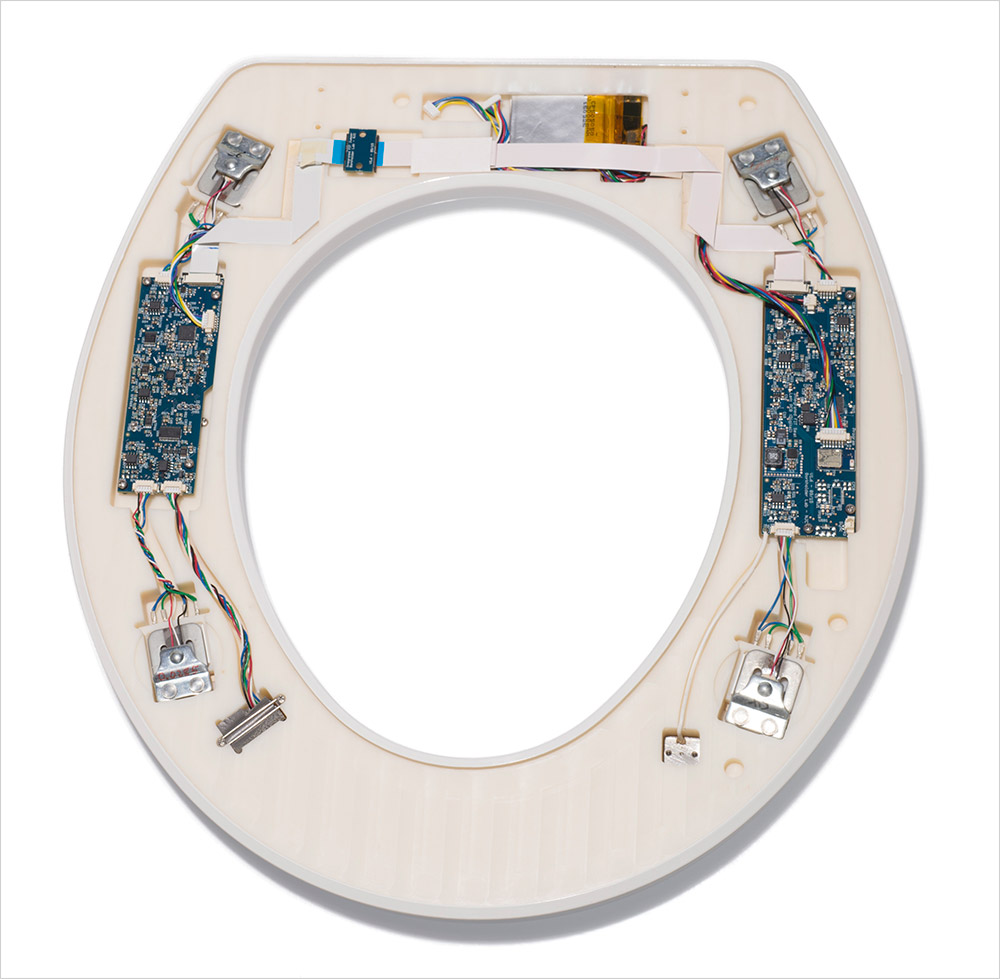 toilet seat fitted with sensors.