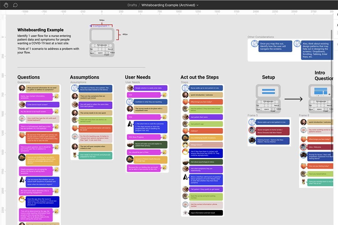 screenshot of software that allows users to leave comments under different headings.