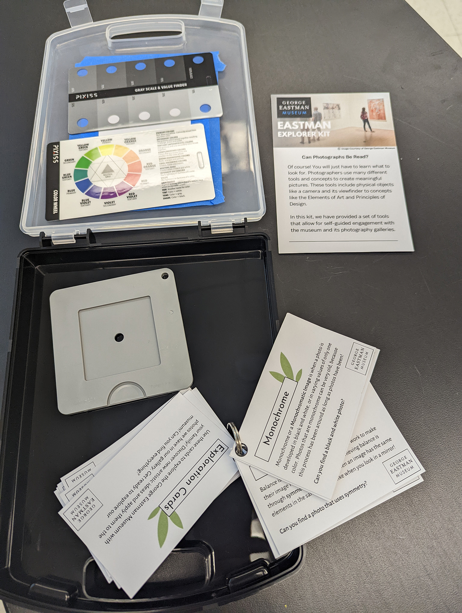 A visitor kit with prompt cards.