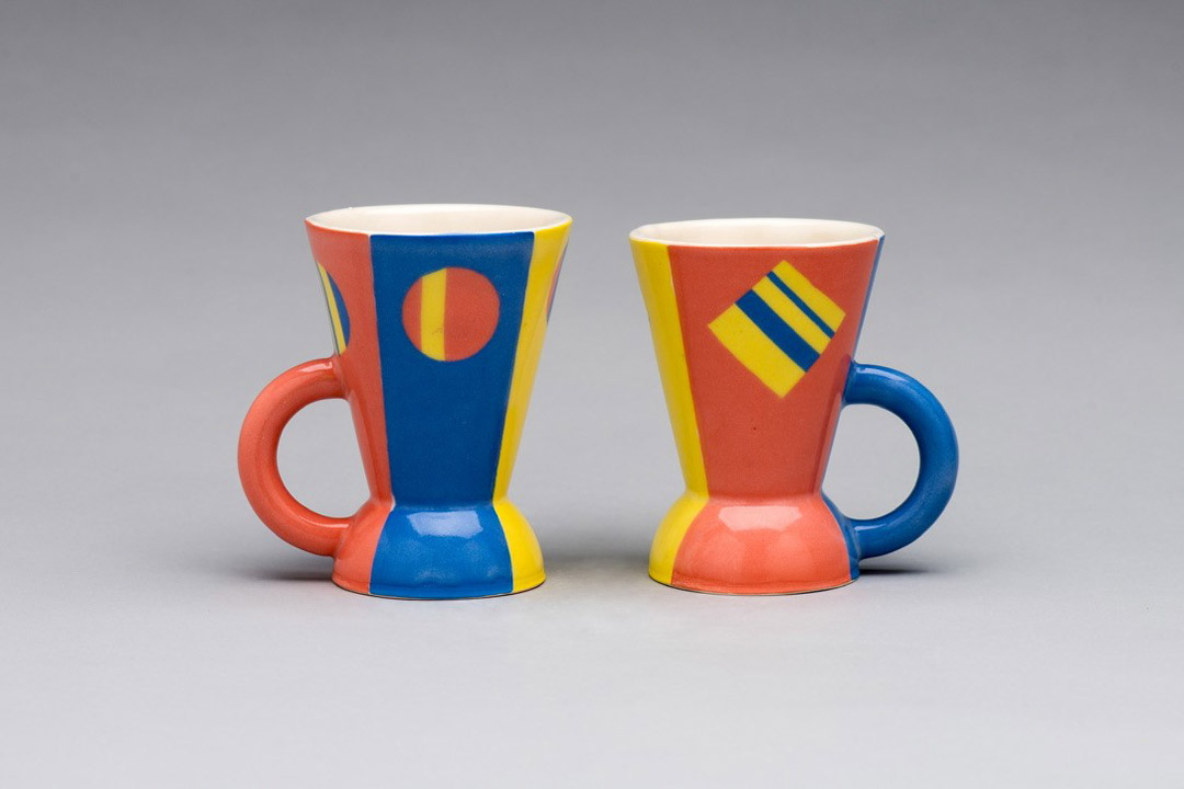 two ceramic mugs.
