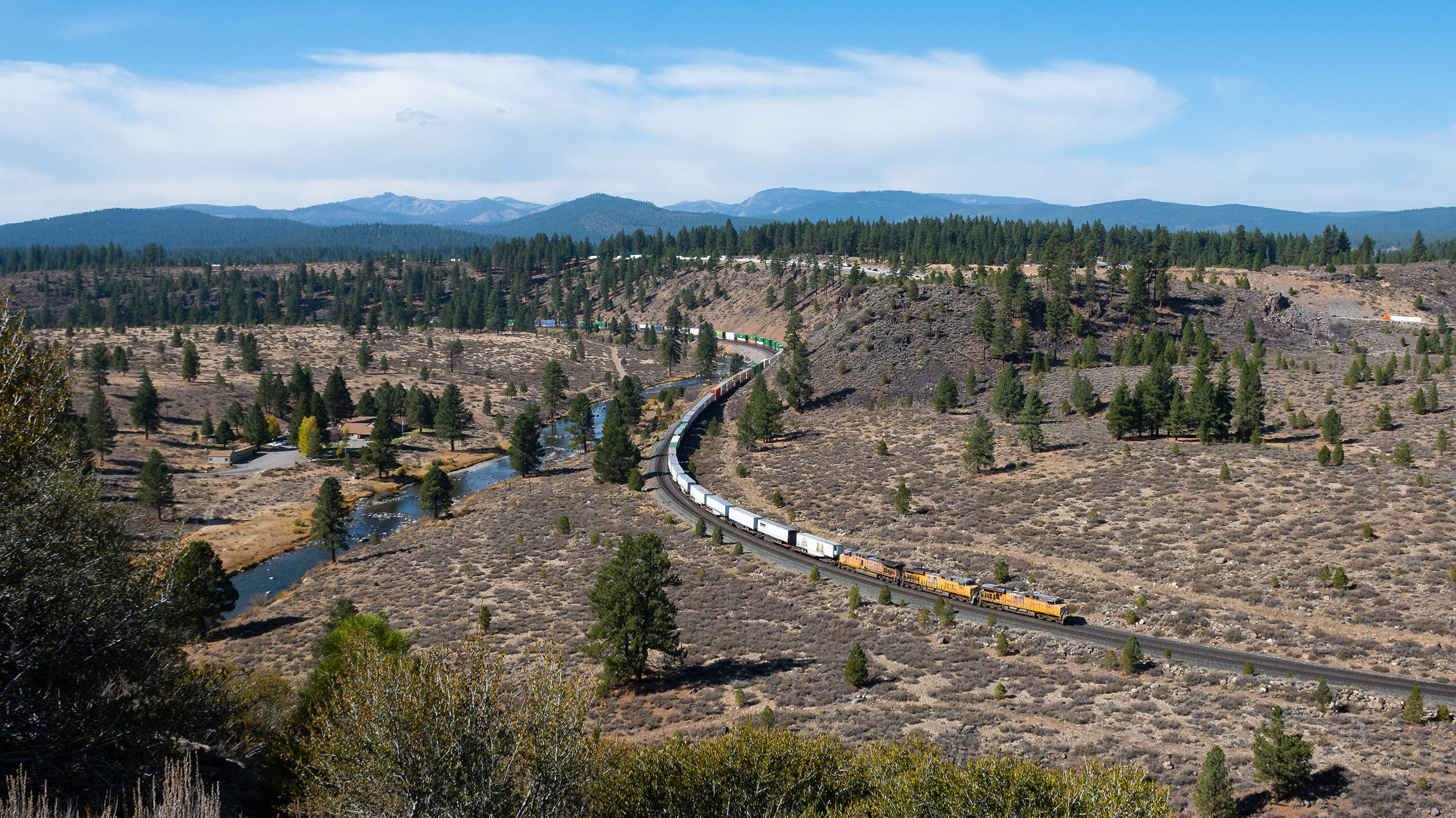 A wide photo fo the Union Pacific Railroad.