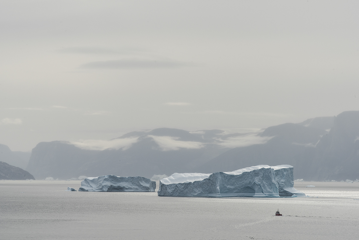 Broad view of the Uummannaq Fjord looking south toward the Store Glacier.  The photo was taken as part of Denis Defibaugh's NSF grant.