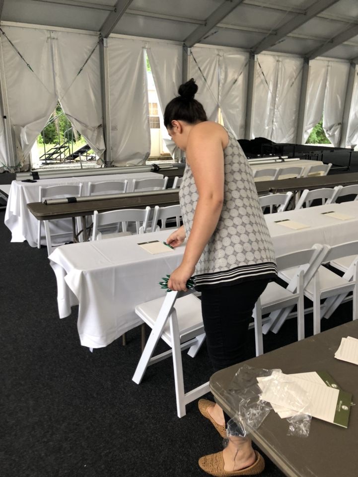 Stephanie Berman works a catering event.