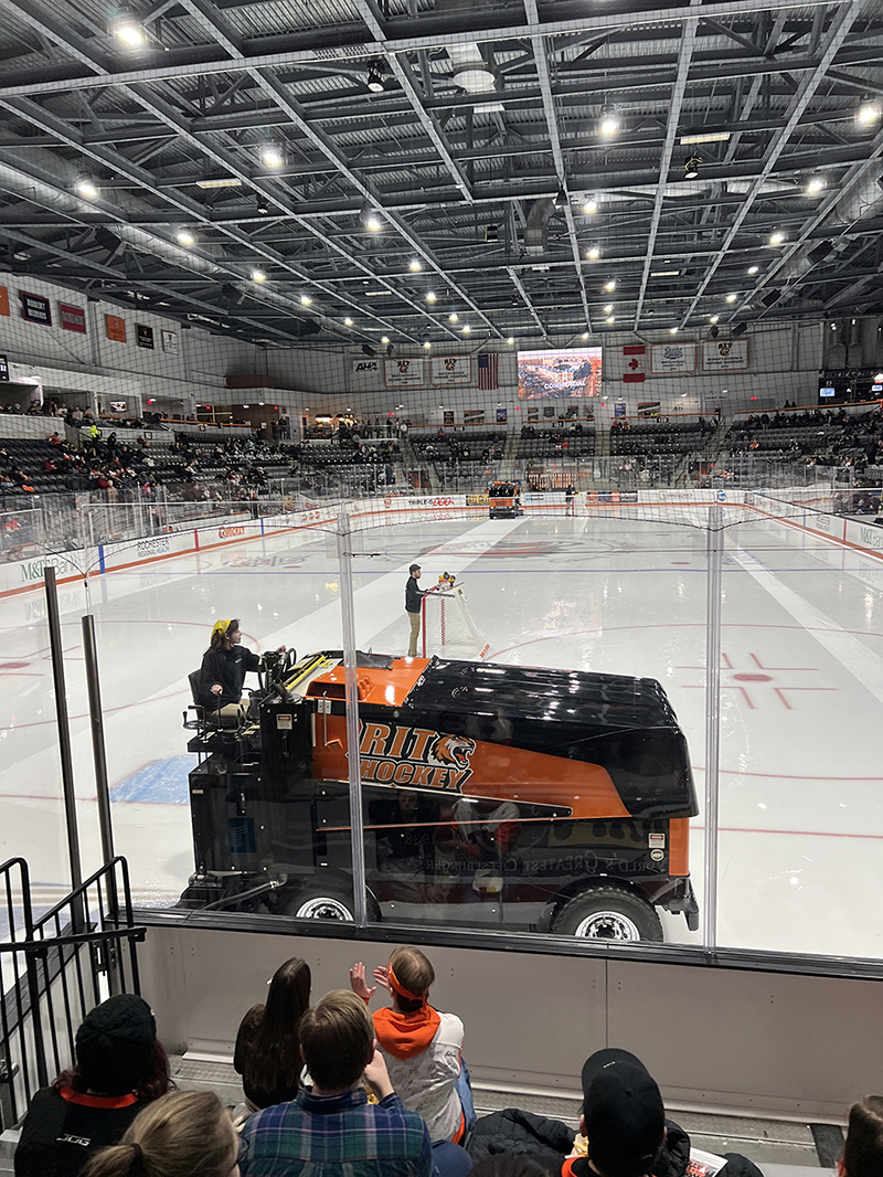 JamieLynn Gallagher drives a Zamboni.