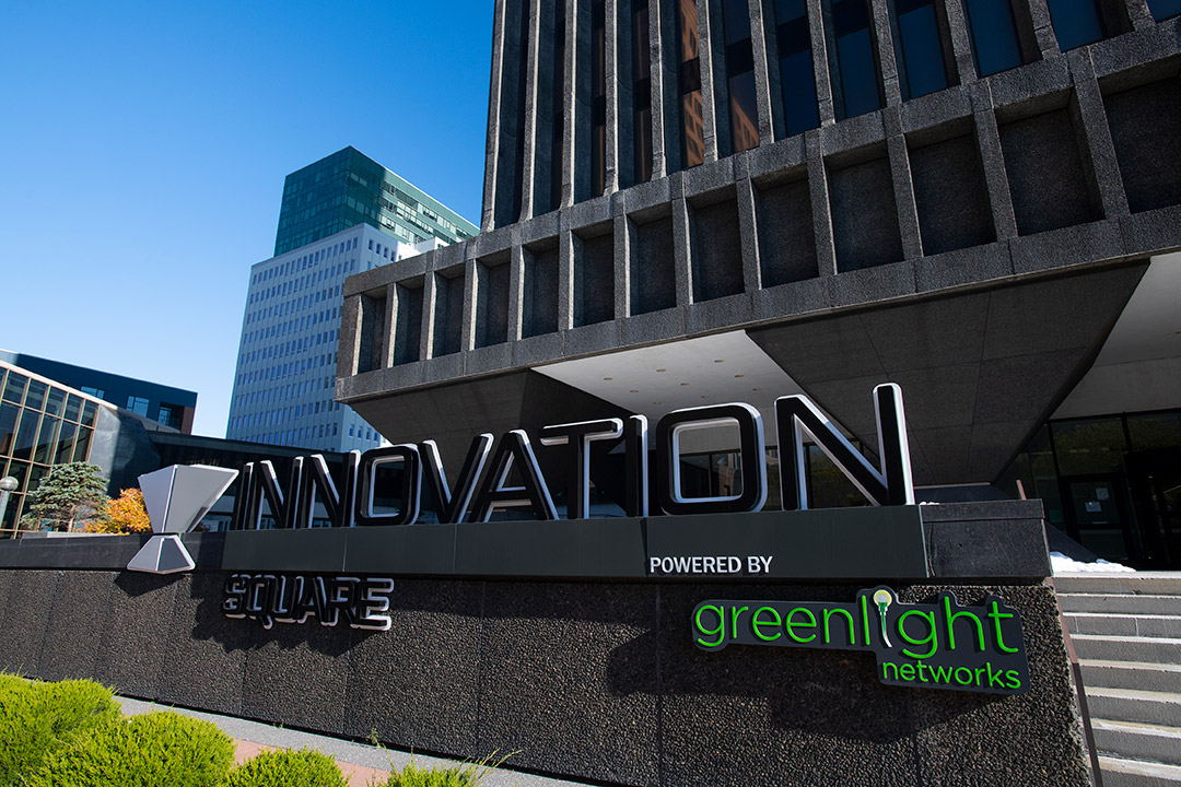 exterior of signage for Innovation Square.