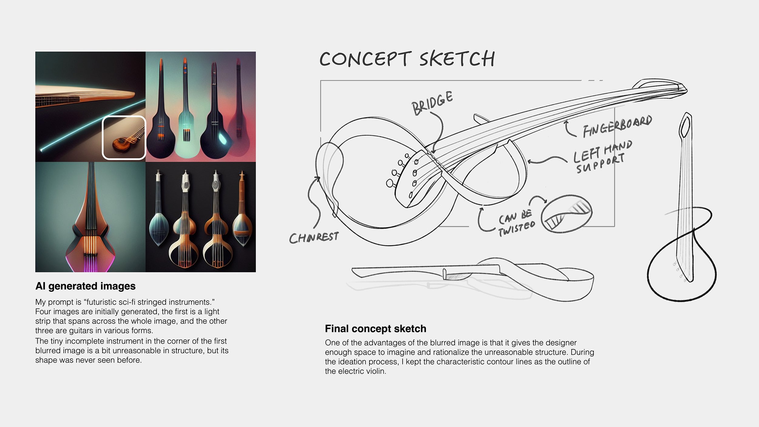 Sketches of a violin.