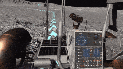 GIF of a game with a rover on the surface of the moon.