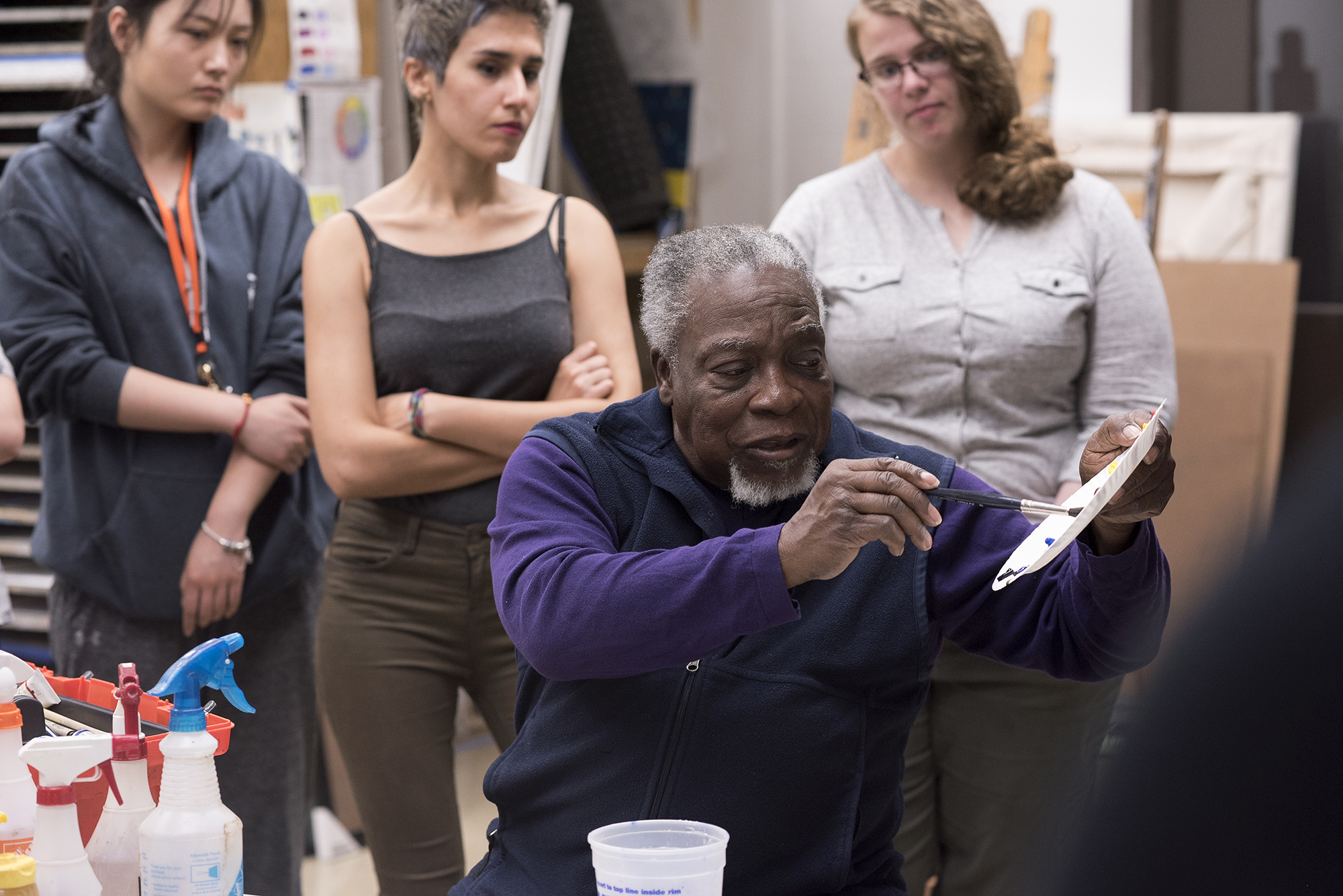 Luvon Sheppard teaches a painting class.