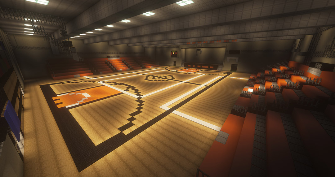 a school gym in Minecraft.
