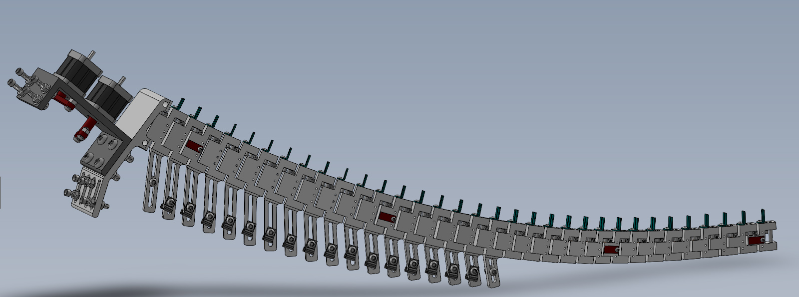 computer model of mechanical dinosaur tail.