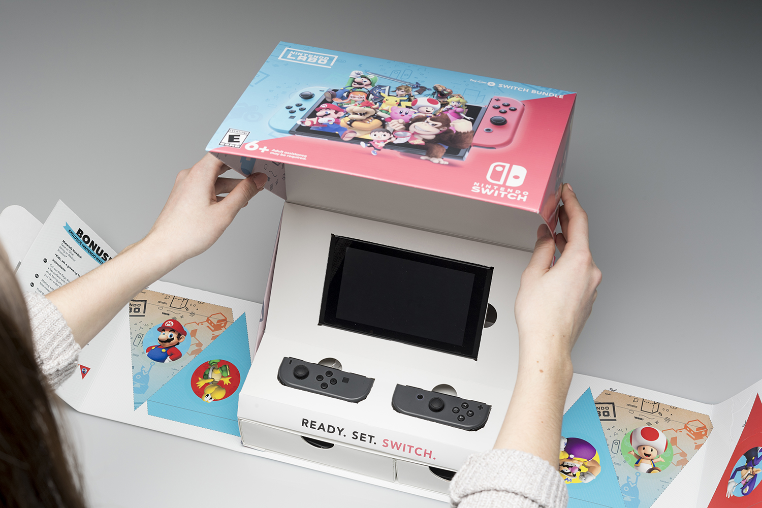 The Nintendo Labs box getting opened