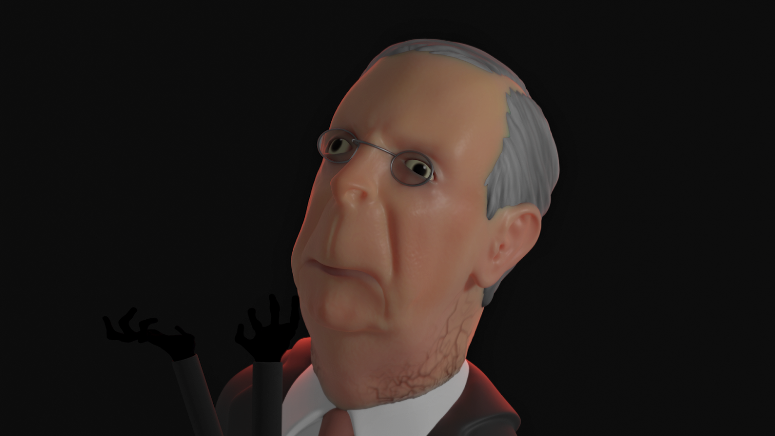 An animated character wearing a suit.
