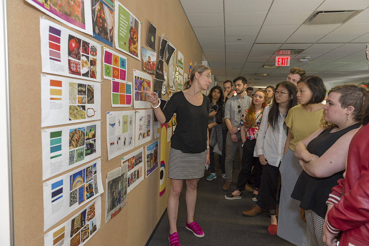 Theresa Fitzgerald takes industrial design students for an impromptu tour around Sesame Workshop's offices and creative spaces.